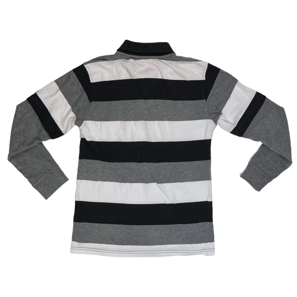 Wrangler Jeans‎ Boys Polo Shirt Size Large 10/12 Kids Black White Gray Striped